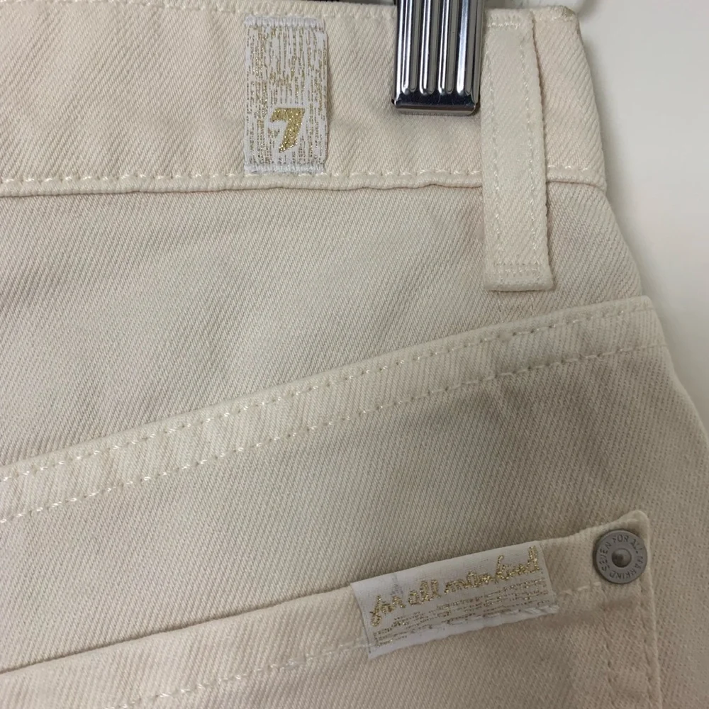 7 For All‎ Mankind High Waist Gold Metallic Cream Shorts Size 25